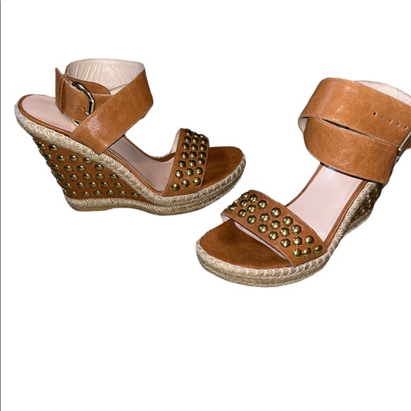 Stuart Weitzman Studded Espadrille Wedges